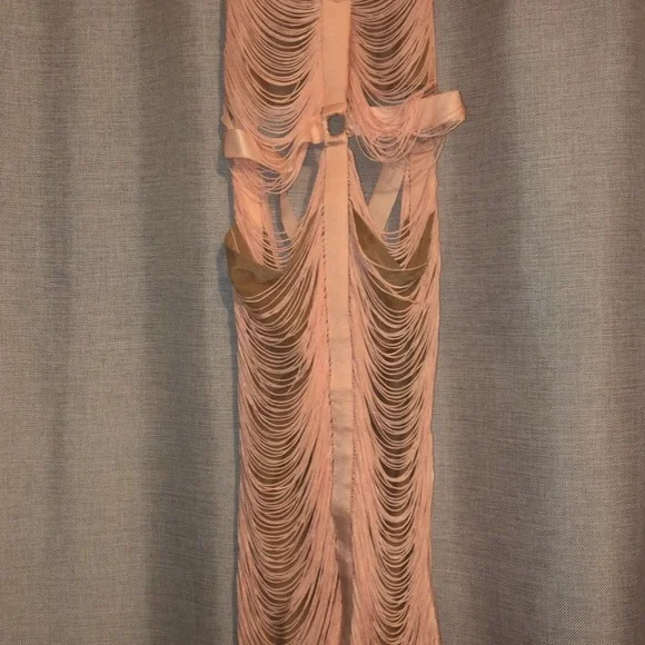 House of CB Blush Pink Fringe Overlay dress - Picture 7 of 9